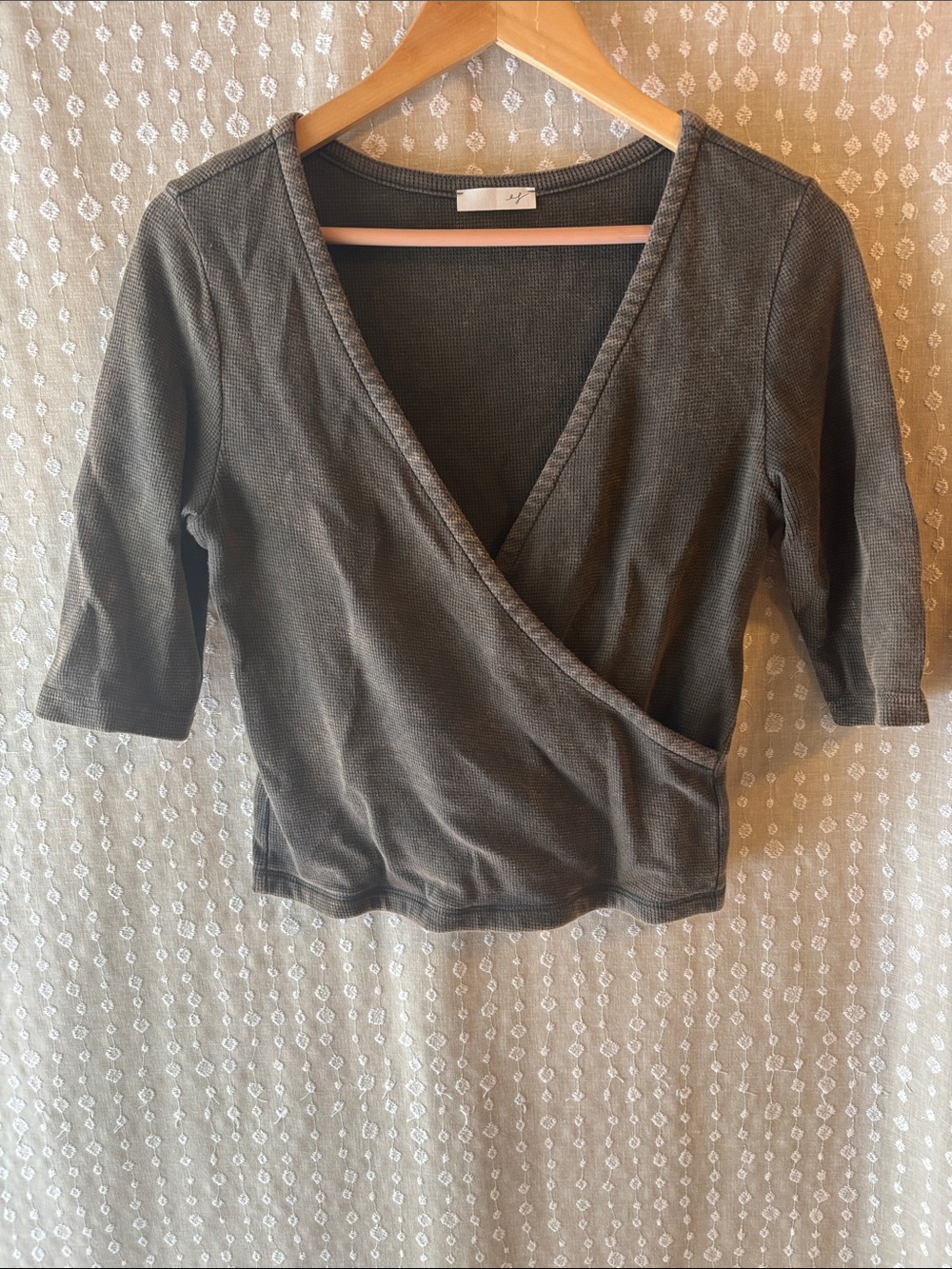 Women's Olive Wrap-Front Top